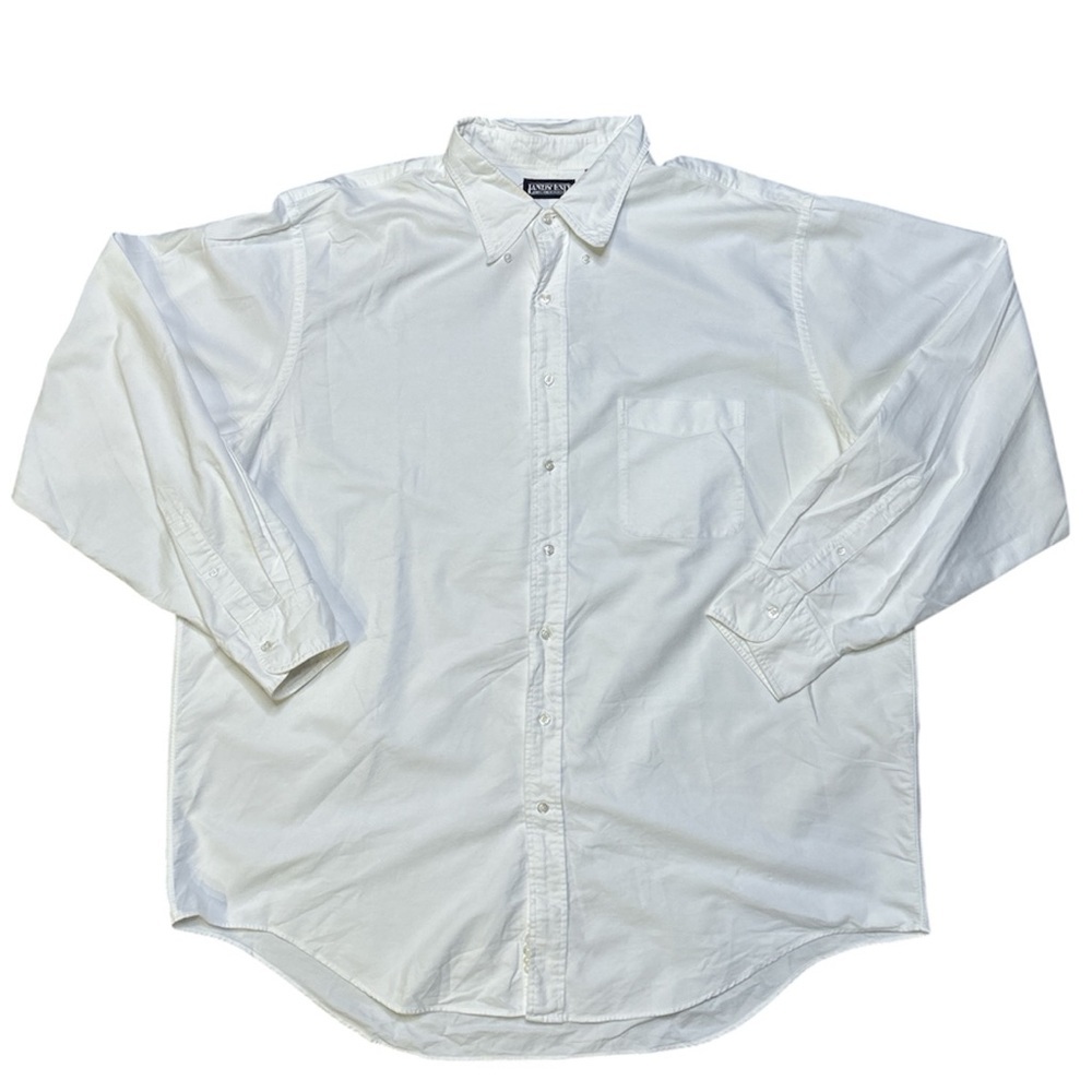Lands' End White Casual Button Down Shirt